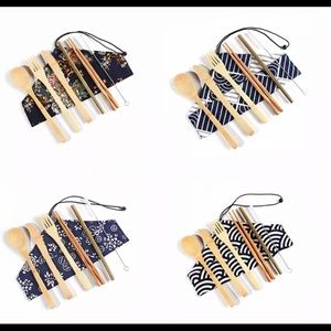 Korean Wooden Cutlery Set with Close Cutlery Bag.